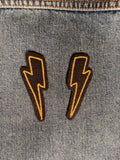 Handmade Chainstitch Embroidery Lightning Bolt Iron-on Patch