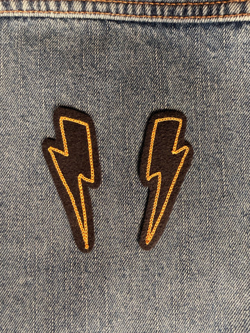 Handmade Chainstitch Embroidery Lightning Bolt Iron-on Patch