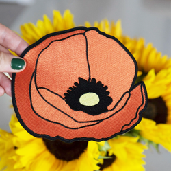 Red Poppy Remembrance Embroidered Iron-on Patch