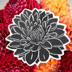 Black Dahlia Embroidered Iron-on Patch