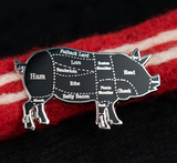 Pig Butcher Cuts Diagram Hard Enamel Lapel Pin