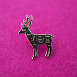 Silver Deer (Venison) Butcher Cuts Diagram Hard Enamel Lapel Pin