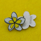 White and Yellow Plumeria Tropical Hawaiian Lei Flower Hard Enamel Pin