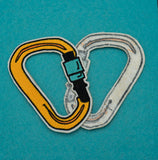 Carabiner Embroidered Iron-on Patch in Orange