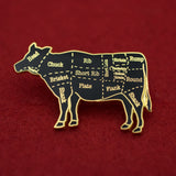 Cow Butcher Cuts Diagram Hard Enamel Lapel Pin