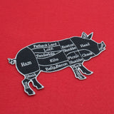 Large Black and Gray Pig Butcher Cuts Diagram Embroidered Iron-on Patch