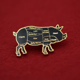 Pig Butcher Cuts Diagram Hard Enamel Lapel Pin