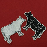 Cow Butcher Cuts Diagram Embroidered Iron-on Patch