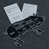 Large Black and Gray Pig Butcher Cuts Diagram Embroidered Iron-on Patch